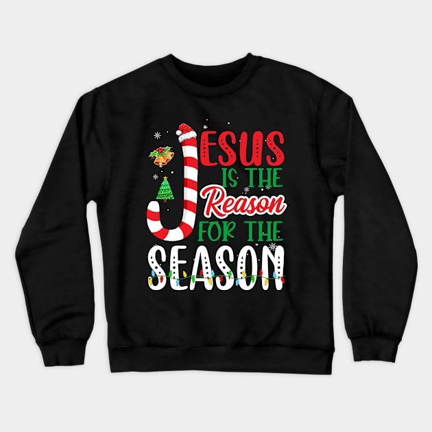 Jesus Is The Reason For The Season Christian Faith Christmas Crewneck Sweatshirt by JoanaArtStore